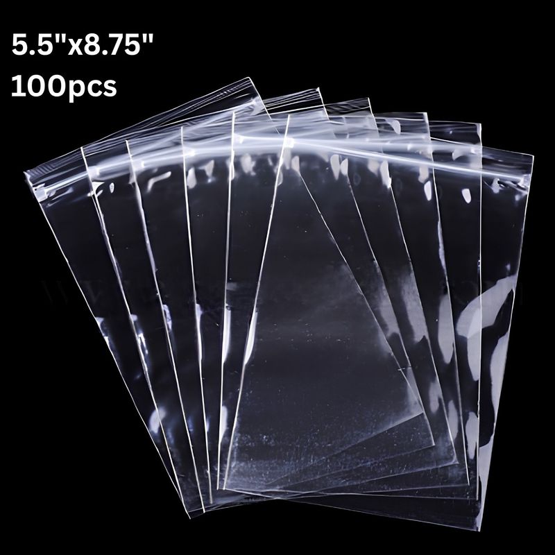 5.5''x8.75'' Zip Lock Bags, 100pcs, Clear Transparent Polypropylene, 394gms/13.9oz