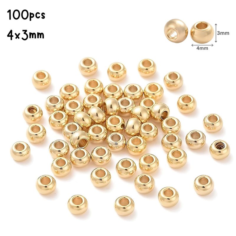 GP Stainless Steel Round Beads, 100pcs, 4x3mm, Hole 2mm, Metal Beads, 0.88oz