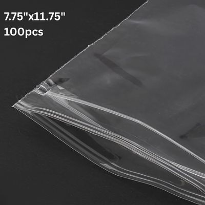 7.75''x11.75'' Zip Lock Bags, 100pcs, Clear Transparent Polypropylene, 718gms/25.33oz