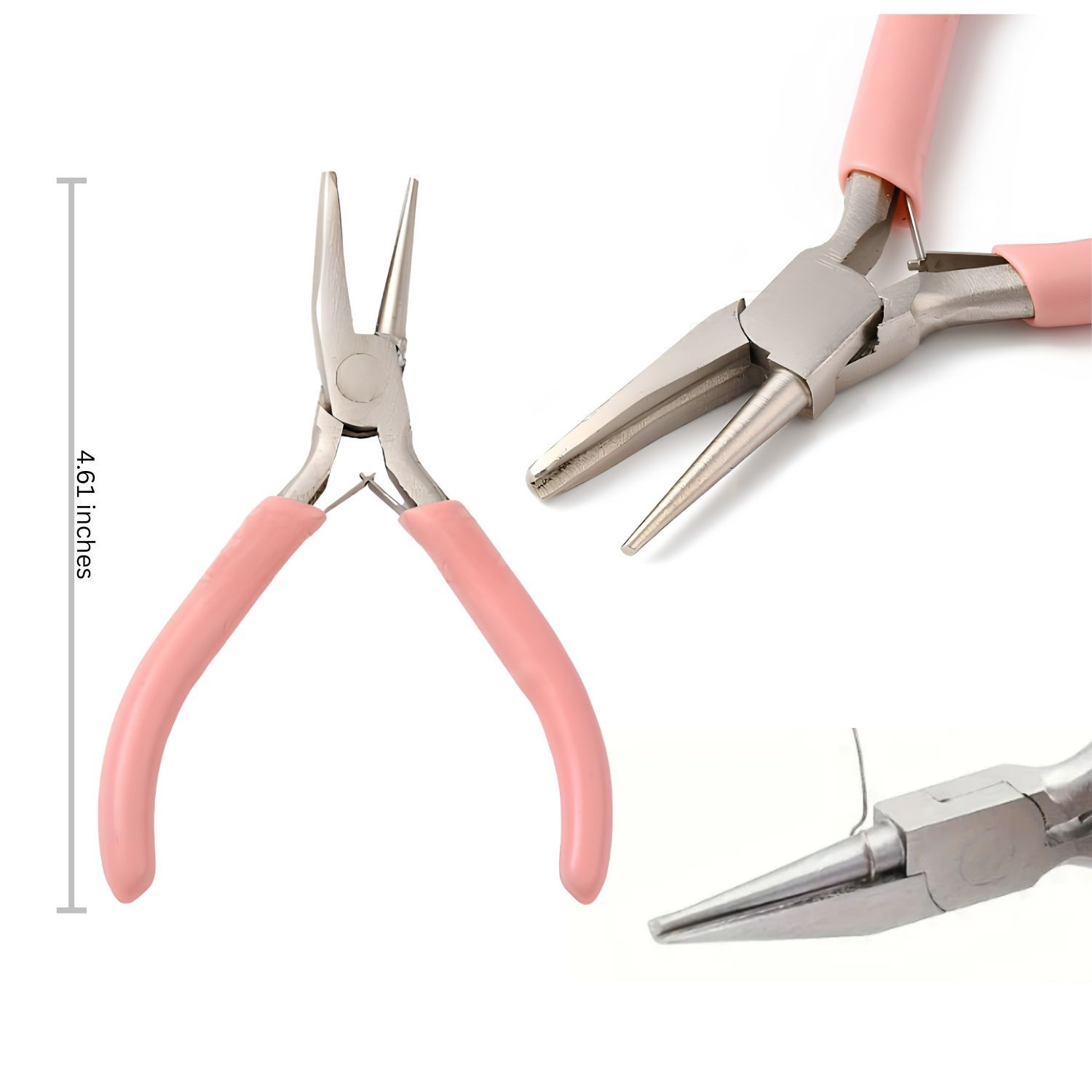 Round Nose Concave Pliers, Ferronickel Carbon Steel, 4.61" Long, Pink, 63gms/2.22oz