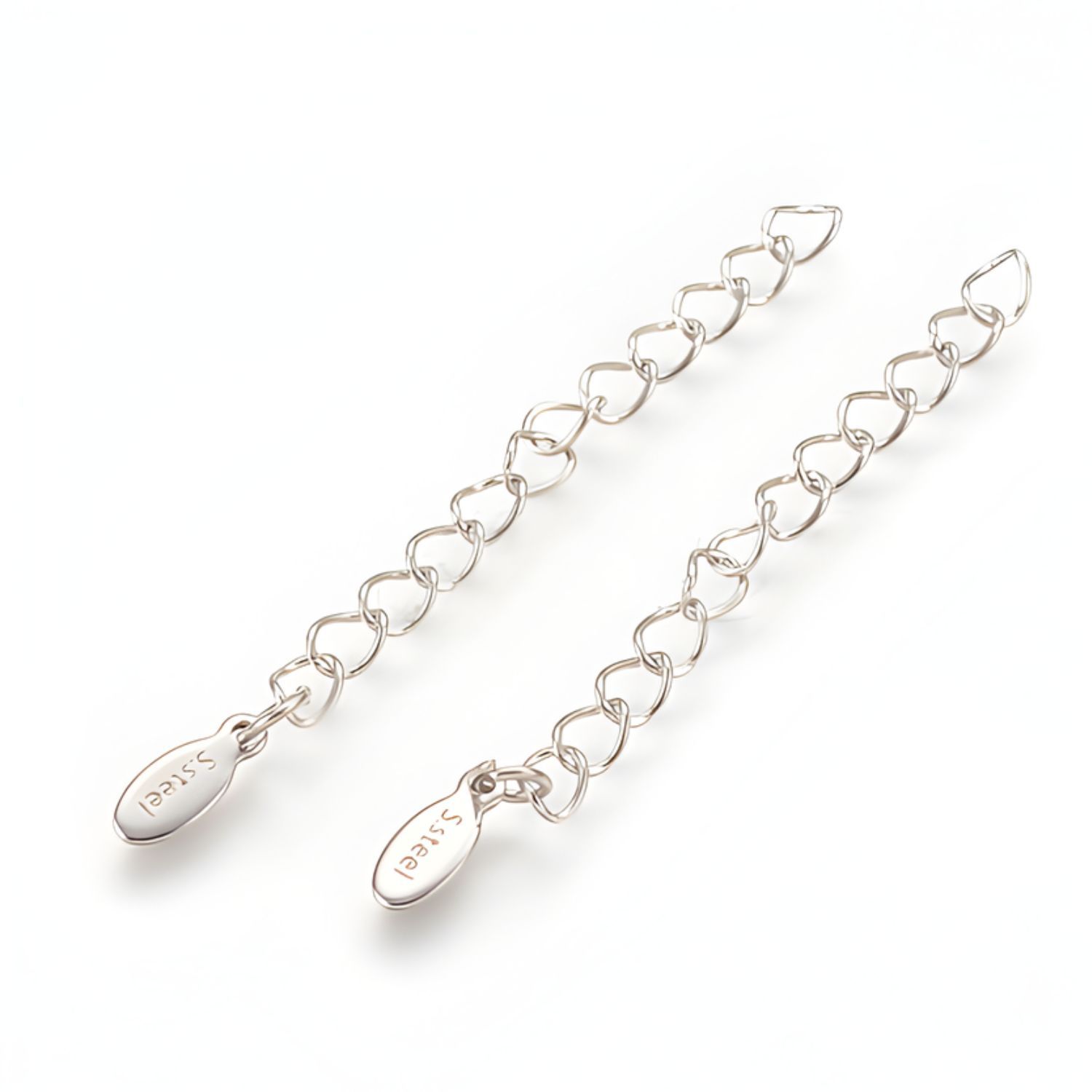 Stainless Steel Extender Curb Chains, 10pcs, 2.5" Long, W/10x5mm Charms, 6gms/0.21oz