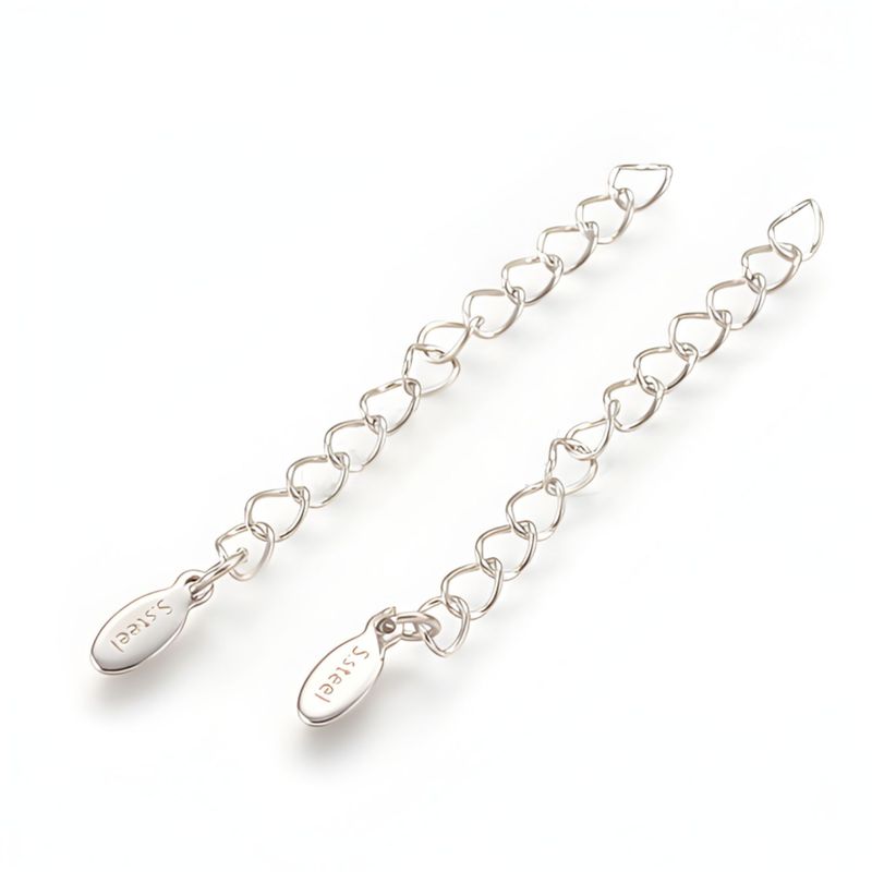 Stainless Steel Extender Curb Chains, 10pcs, 2.5" Long, W/10x5mm Charms, 6gms/0.21oz