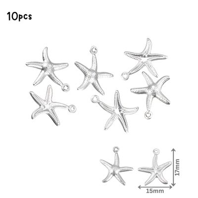 Stainless Steel Starfish, 10pcs, 17x15x2mm, Ocean Sea Charms/Pendants, 0.46oz