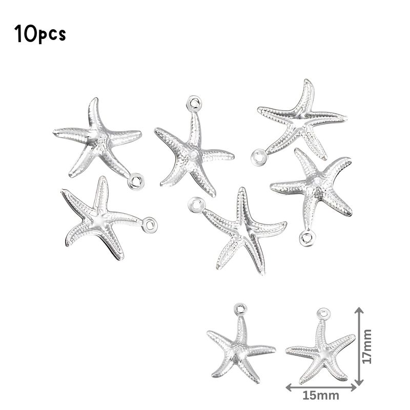 Stainless Steel Starfish, 10pcs, 17x15x2mm, Ocean Sea Charms/Pendants, 0.46oz