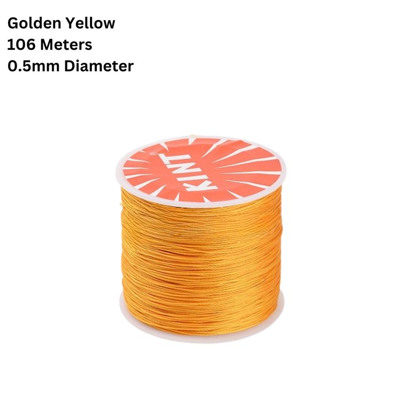 Waxed Polyester Twisted Cord, 106 Meters, Golden Yellow, 0.5mm Diameter, 36gms/1.27oz