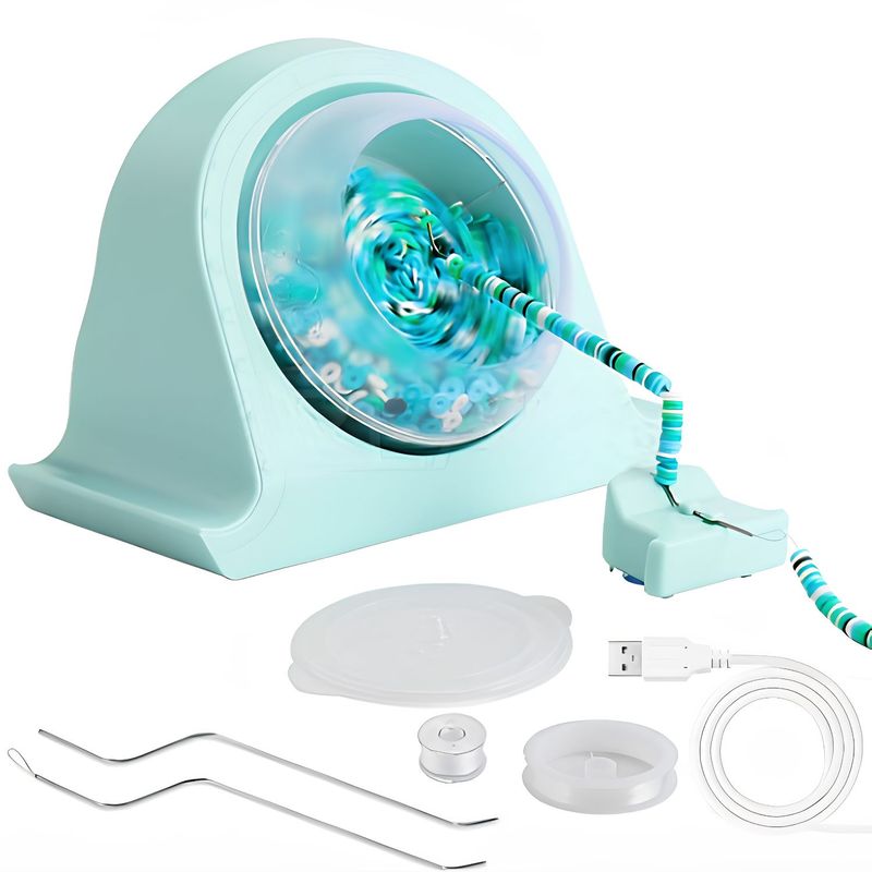 Bead Spinner, 1 Set, w/2 Needles, Heishi Beads, 7.48"x5.8"x2.15",  Powered w/USB Cord, 656gms/23.14oz