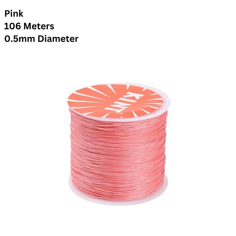 Waxed Polyester Twisted Cord, 106 Meters, Pink, 0.5mm Diameter, 36gms/1.27oz