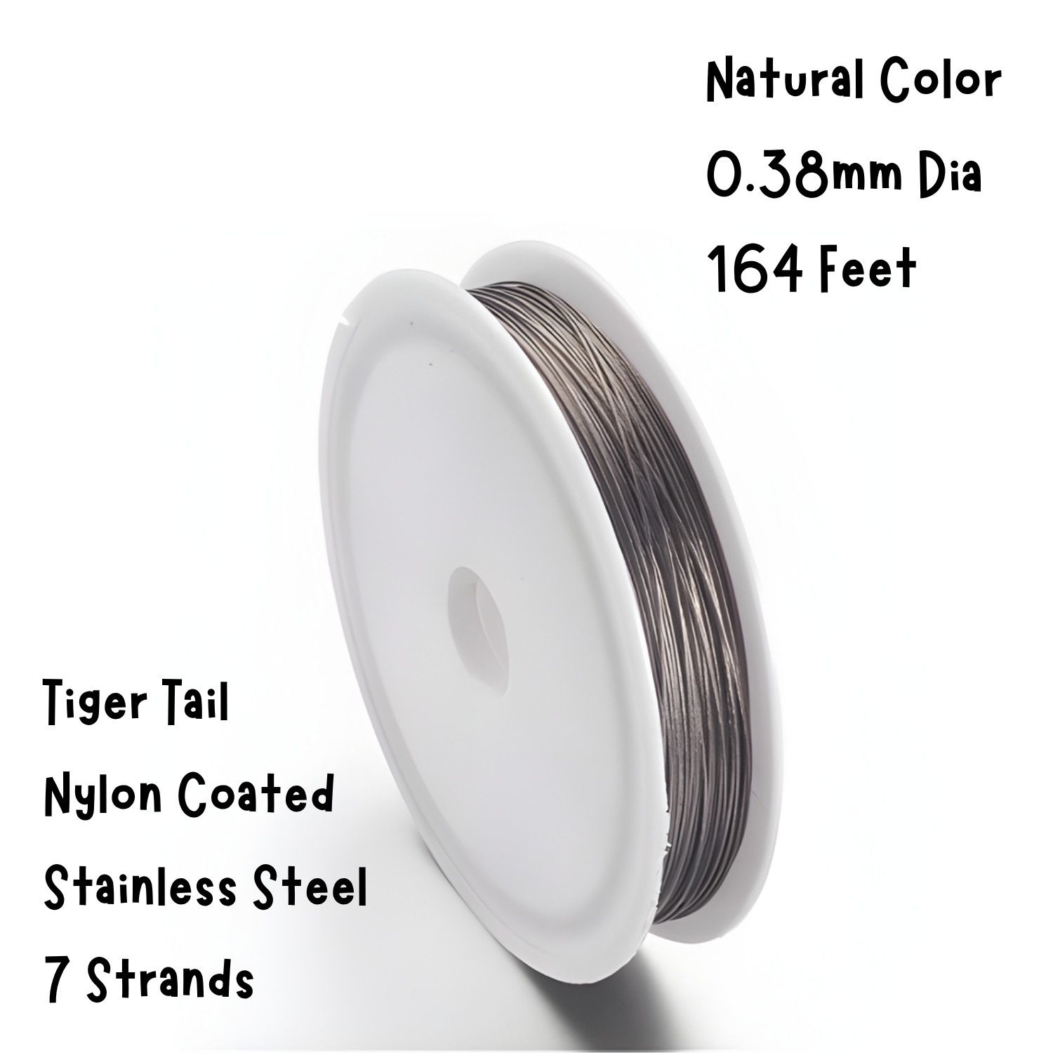 Tiger Tail Wire, 7 Strands, Nylon-Coated Stainless Steel, 0.014"/0.38mm, 164 Feet/51 Meters, 47 grams/1.66oz