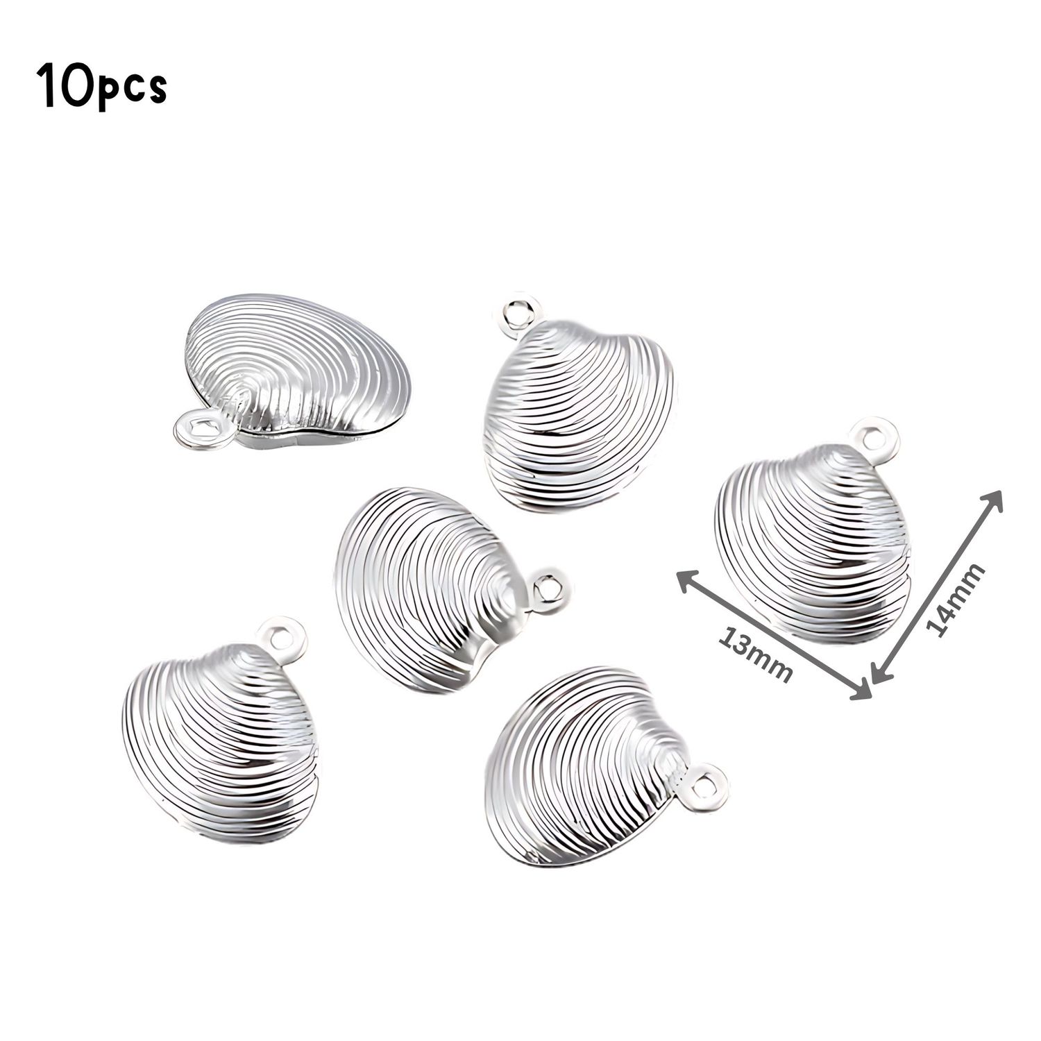 Stainless Steel Scallop Shells, 10pcs, 14x13x4mm, Ocean Sea Charms/Pendants, 0.28oz