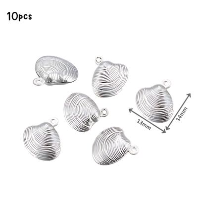 Stainless Steel Scallop Shells, 10pcs, 14x13x4mm, Ocean Sea Charms/Pendants, 0.28oz