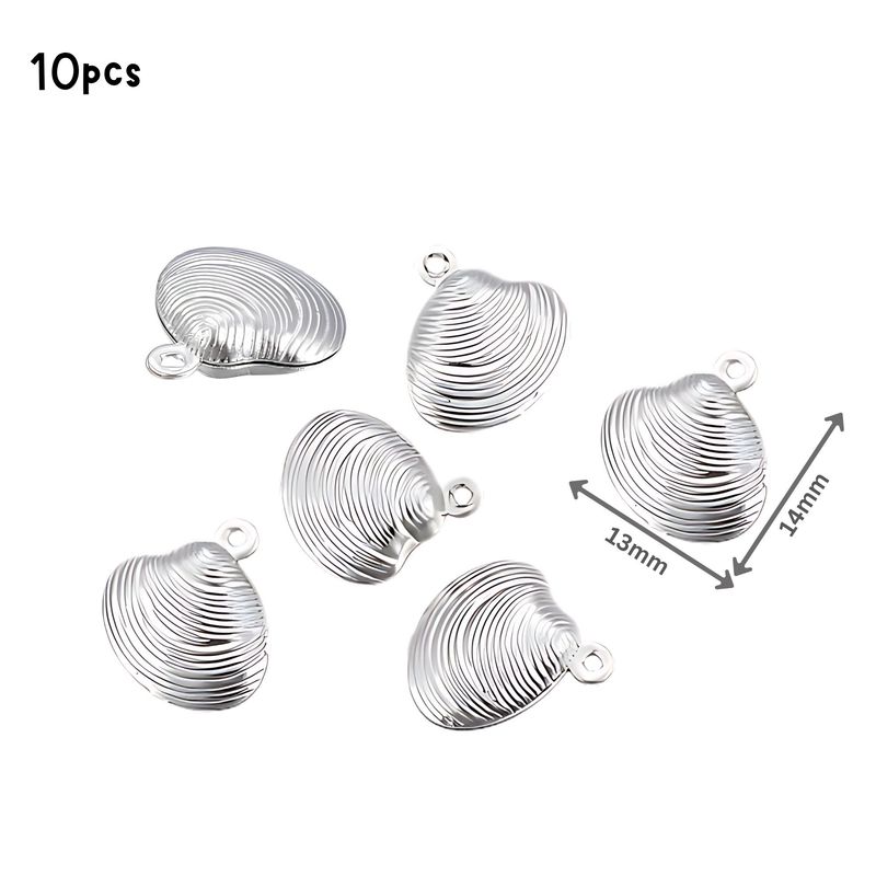 Stainless Steel Scallop Shells, 10pcs, 14x13x4mm, Ocean Sea Charms/Pendants, 0.28oz