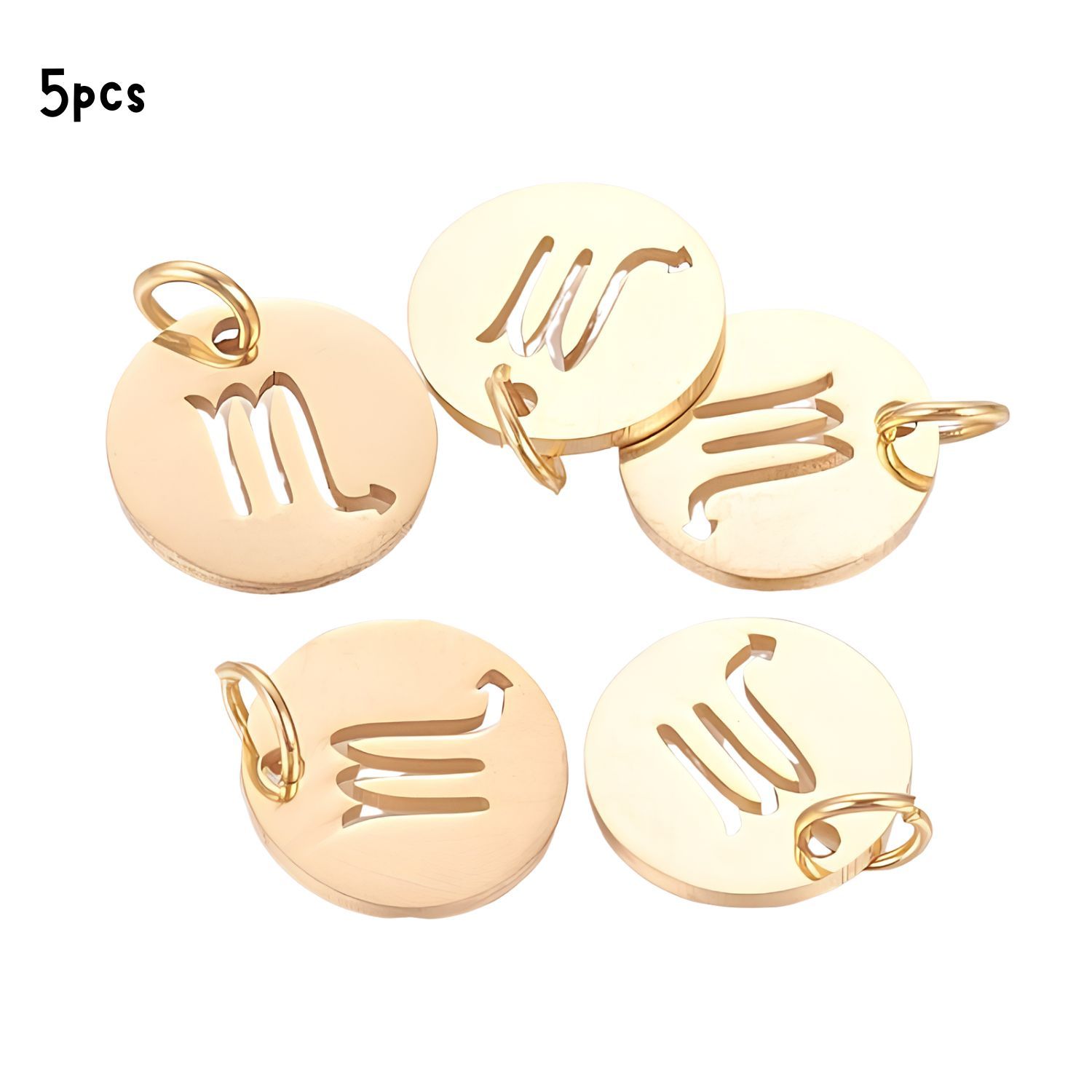 GP Scorpio Stainless Steel, 5pcs, 12x1mm, 5x0.8mm Jumprings, 2mm Hole, Zodiac Charms/Pendants, 0.18oz