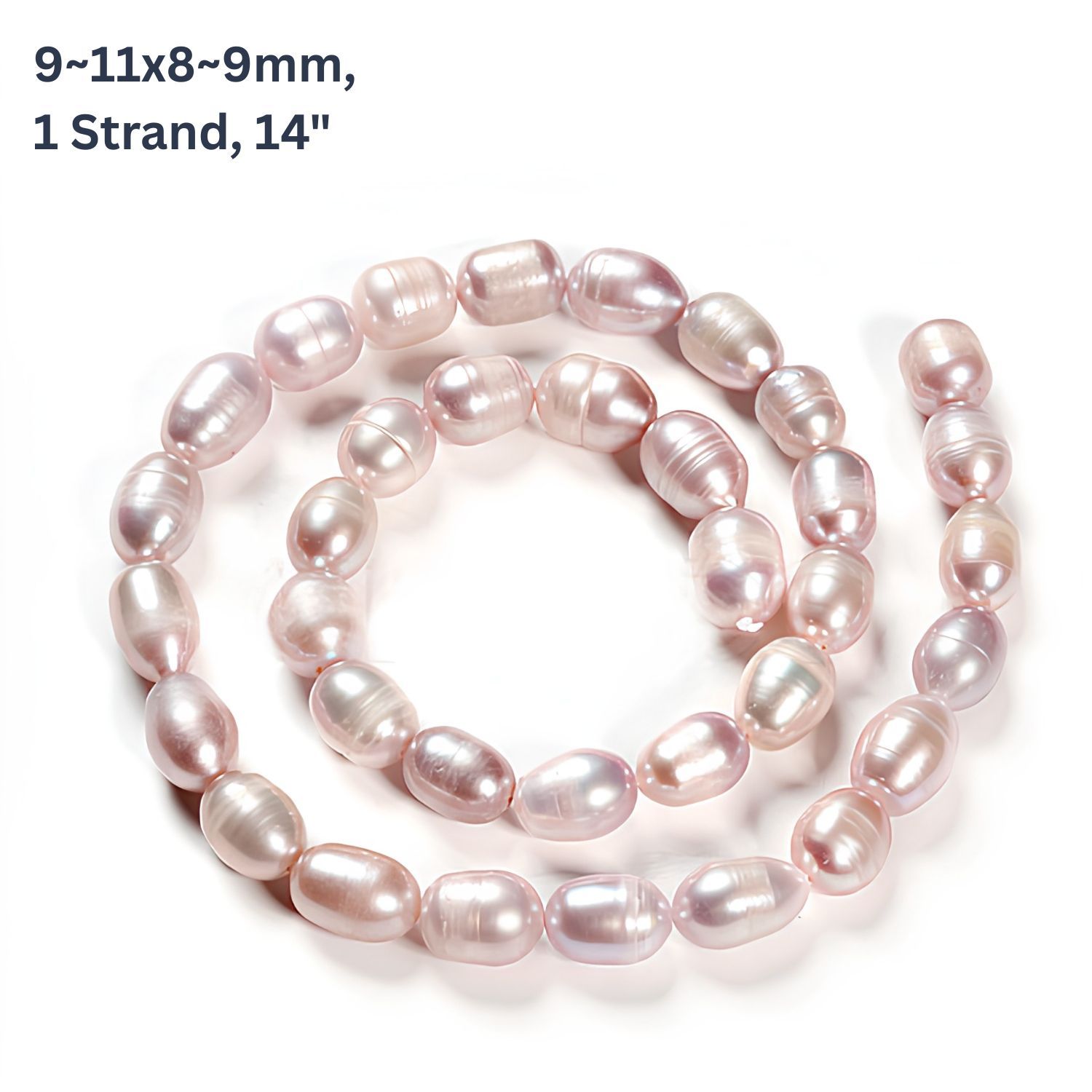 9~11x8~9mm, Cultured Freshwater Pearls, Grade A/B, Round, Lilac, Approx 35pcs, 14'' Strand, Hole 0.8mm, 1.31oz