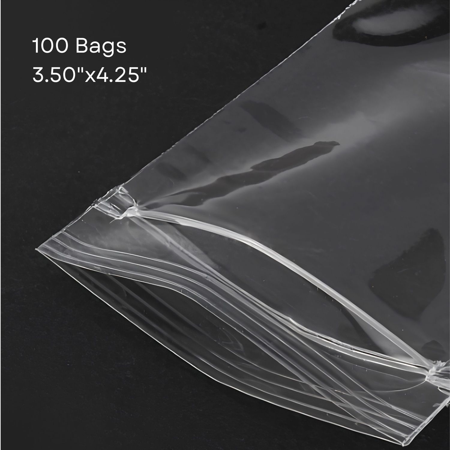 3.50''x4.25'' Zip Lock Bags, 100pcs, Clear Transparent Polypropylene, 5.57oz