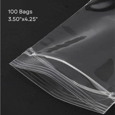 3.50''x4.25'' Zip Lock Bags, 100pcs, Clear Transparent Polypropylene, 5.57oz