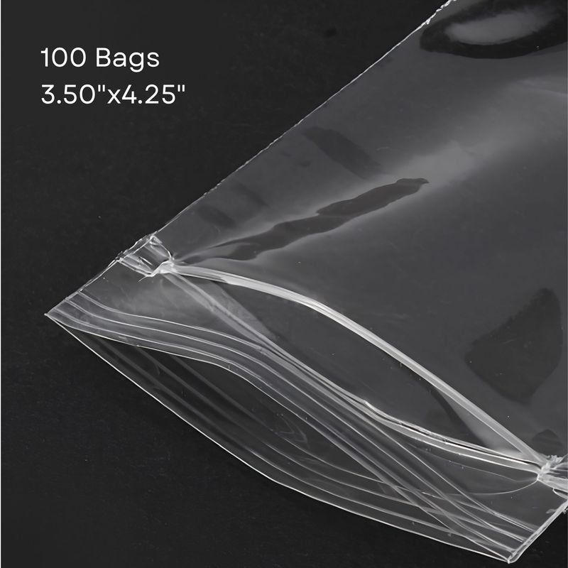 3.50''x4.25'' Zip Lock Bags, 100pcs, Clear Transparent Polypropylene, 5.57oz