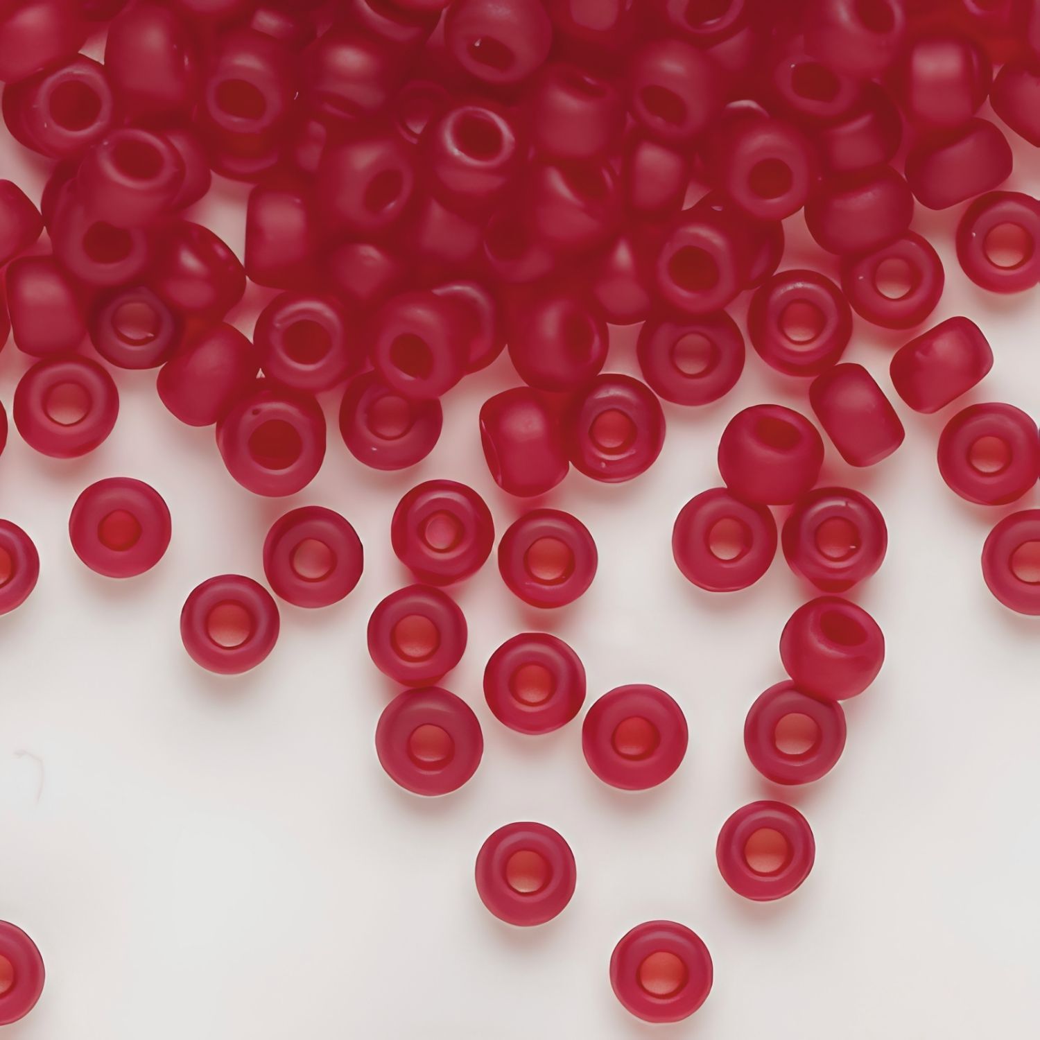 #11 Miyuki Round Rocailles Seed Beads - Matte Transparent Ruby Red, 11-9141F, 10 Grams/0.35oz, Approx 1110pcs