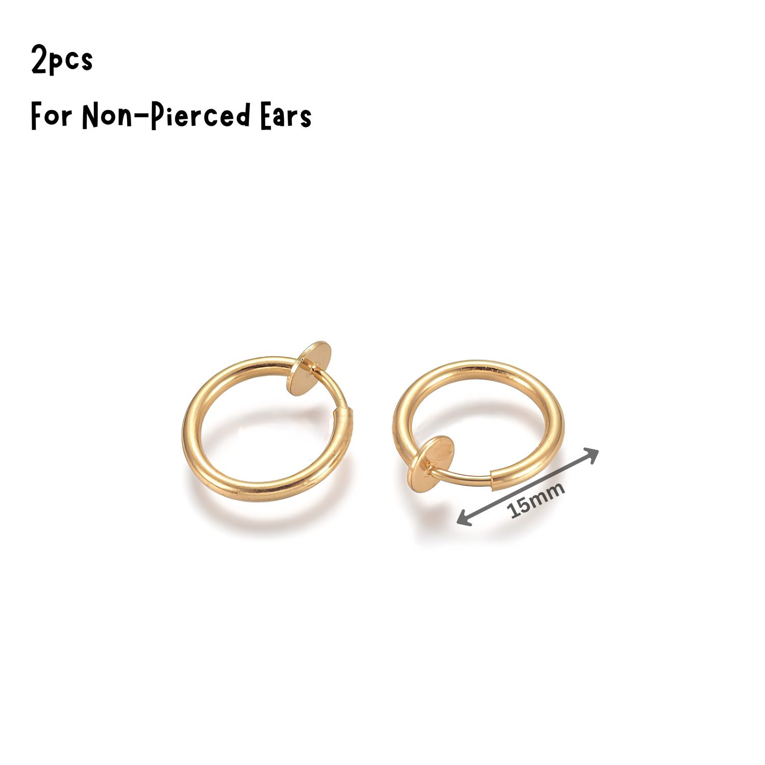 GP Stainless Steel Clip-On Earrings, 2pcs, 15x1.5mm, 0.11oz