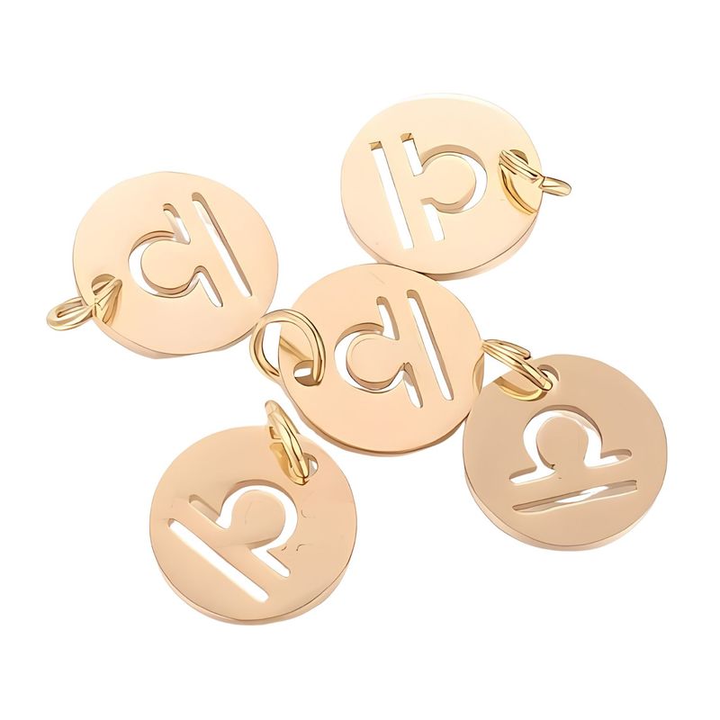 GP Libra Stainless Steel, 5pcs, 12x1mm, 5x0.8mm Jumprings, 2mm Hole, Zodiac Charms/Pendants, 0.18oz