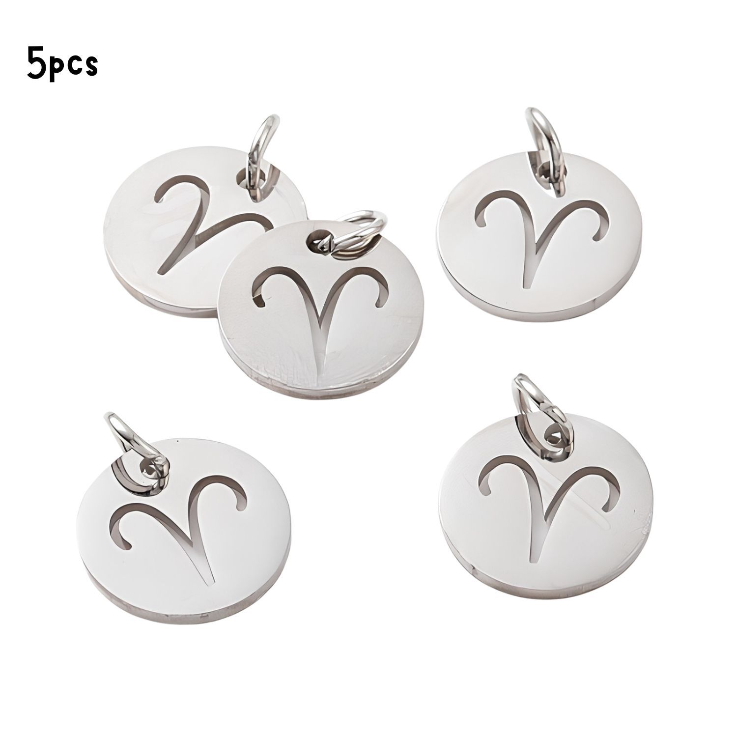 Aries Stainless Steel, 5pcs, 12x1mm, 5x0.8mm Jumprings, 2mm Hole, Zodiac Charms/Pendants, 0.18oz