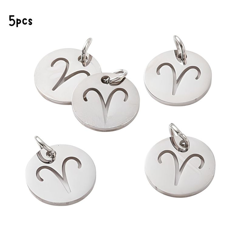 Aries Stainless Steel, 5pcs, 12x1mm, 5x0.8mm Jumprings, 2mm Hole, Zodiac Charms/Pendants, 0.18oz