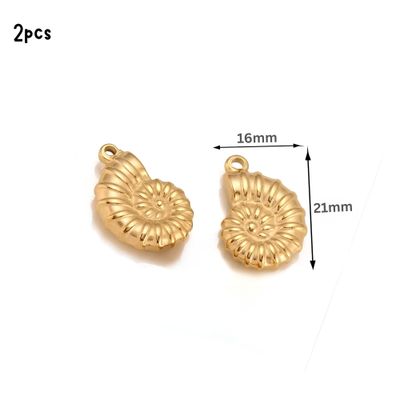 GP Stainless Steel Conch Shells, 2pcs, 15x21x4mm, Hole 1mm, Ocean Sea Charms/Pendants, 0.39oz
