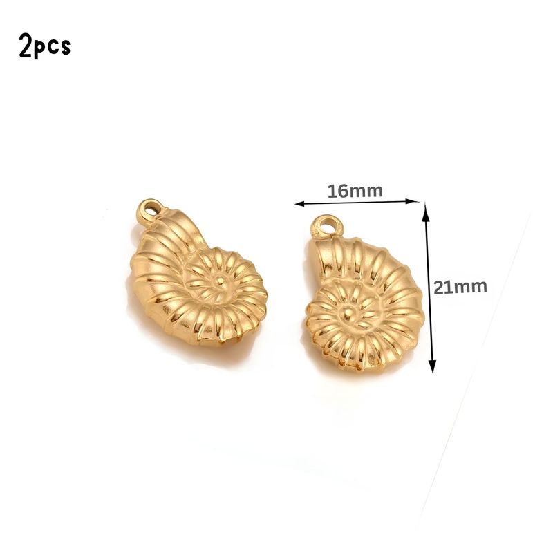 GP Stainless Steel Conch Shells, 2pcs, 15x21x4mm, Hole 1mm, Ocean Sea Charms/Pendants, 0.39oz