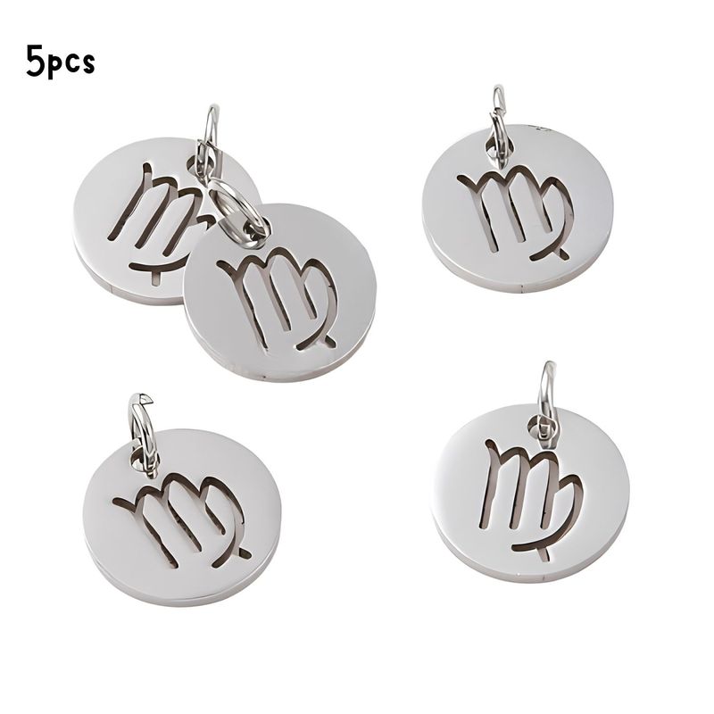 Virgo Stainless Steel, 5pcs, 12x1mm, 5x0.8mm Jumprings, 2mm Hole, Zodiac Charms/Pendants, 0.18oz