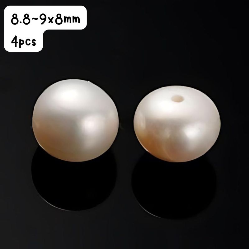 8-9mm, Cultured Freshwater Pearls, Grade A/B, Natural Bisque, 4pcs, Half Drilled, Hole 0.8mm, 0.28oz