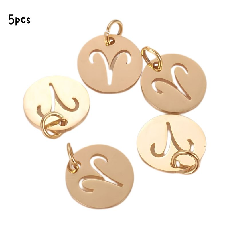 GP Aries Stainless Steel, 5pcs, 12x1mm, 5x0.8mm Jumprings, 2mm Hole, Zodiac Charms/Pendants, 0.18oz