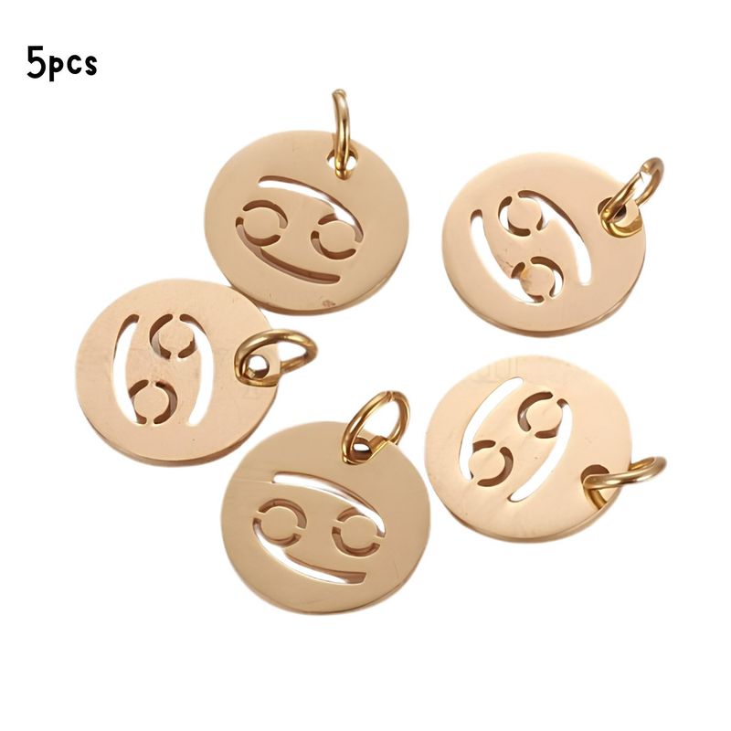 GP Cancer Stainless Steel, 5pcs, 12x1mm, 5x0.8mm Jumprings, 2mm Hole, Zodiac Charms/Pendants, 0.18oz