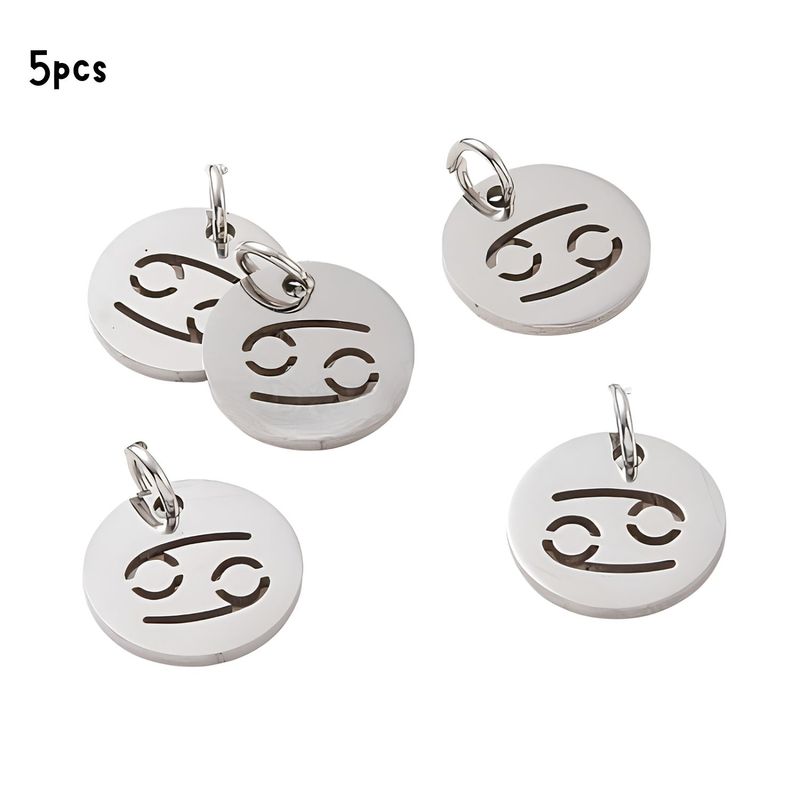 Cancer Stainless Steel, 5pcs, 12x1mm, 5x0.8mm Jumprings, 2mm Hole, Zodiac Charms/Pendants, 0.18oz