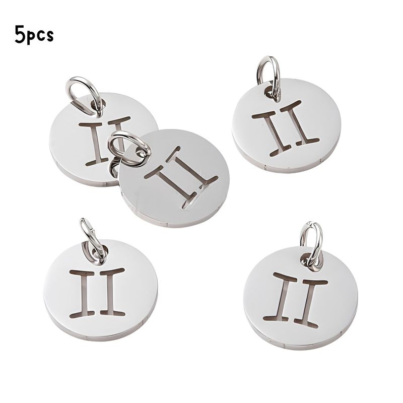 Gemini Stainless Steel, 5pcs, 12x1mm, 5x0.8mm Jumprings, 2mm Hole, Zodiac Charms/Pendants, 0.18oz