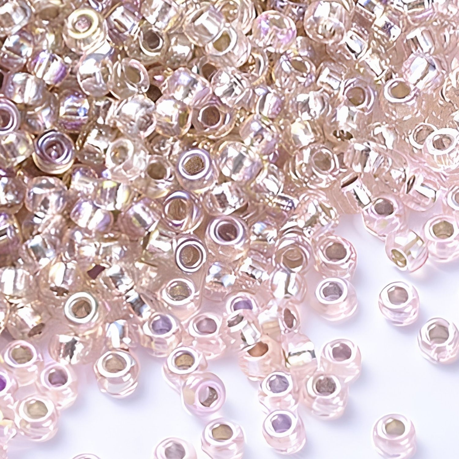 #11 Miyuki Round Rocailles Seed Beads - Silver Light Lined  Blush AB, 11-1023, 10 Grams/0.35oz, Approx 1110pcs