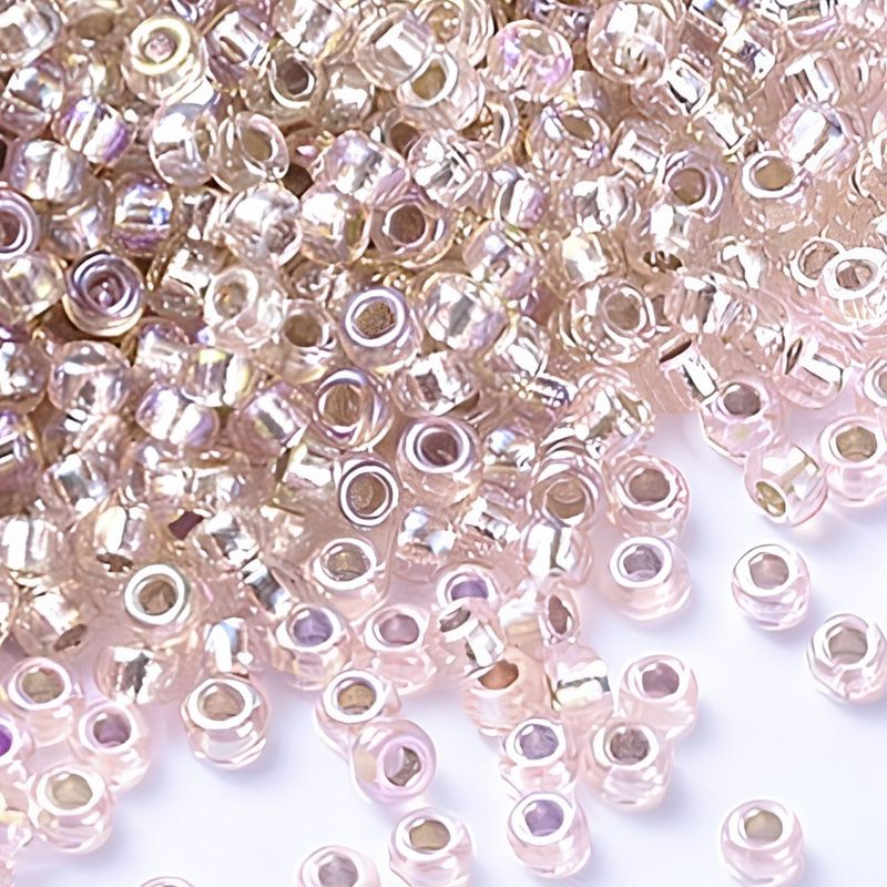 #11 Miyuki Rocailles Seed Beads - Silver Light Lined  Blush AB, 11-1023, 10 Grams/0.35oz, Approx 1110pcs