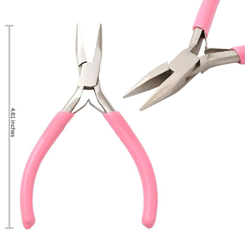 Chain Nose Pliers, Ferronickel Carbon Steel, 4.61" Long, Pink, 55gms/1.94oz