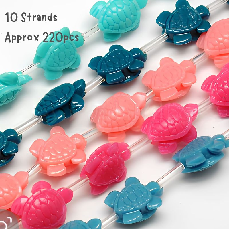 Turtle Beads, Mixed Colors, Approx 220pcs, 12x10x5mm, Hole 2mm, Synthetic/Acrylic, 5.33oz