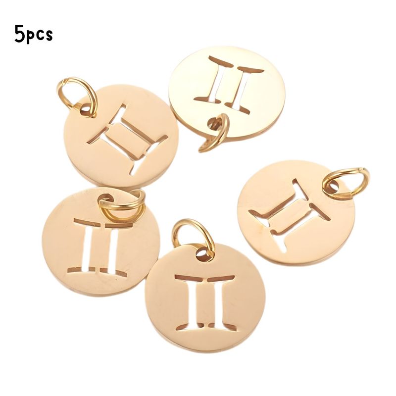 GP Gemini Stainless Steel, 5pcs, 12x1mm, 5x0.8mm Jumprings, 2mm Hole, Zodiac Charms/Pendants, 0.18oz