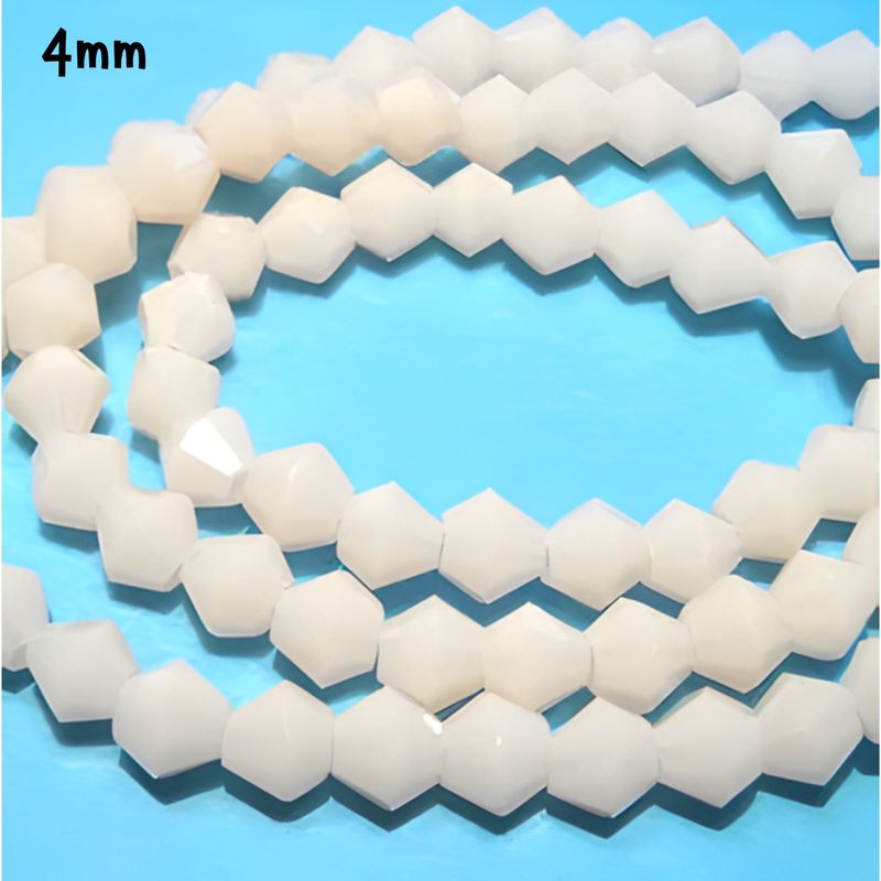 4mm Bicones, Opaque Cream Beige, Approx 70pcs, Grade AA, Hole 1mm, Glass Beads, 7gms/0.25oz