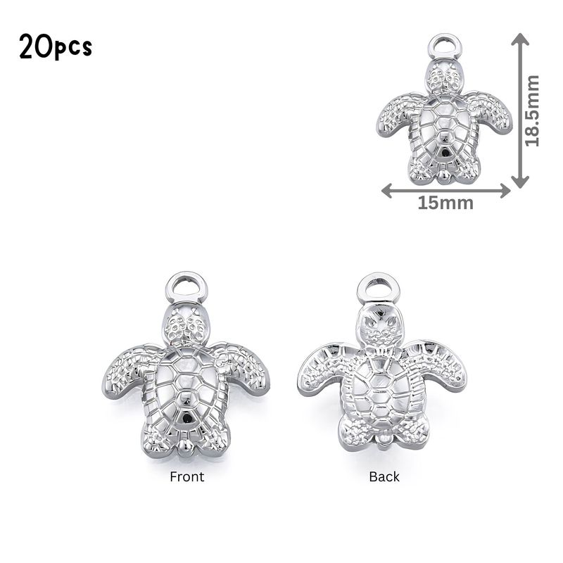 Stainless Steel Turtles, 20pcs, 18x15x3mm, Hole 2mm, Ocean Sea Charms/Pendants, 0.99oz