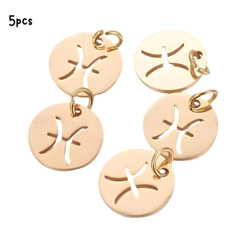 GP Pisces Stainless Steel, 5pcs, 12x1mm, 5x0.8mm Jumprings, 2mm Hole, Zodiac Charms/Pendants, 0.18oz