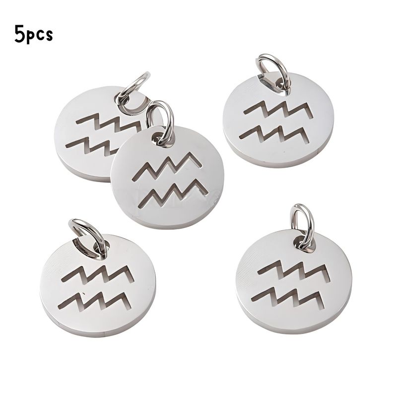 Aquarius  Stainless Steel, 5pcs, 12x1mm, 5x0.8mm Jumprings, 2mm Hole, Zodiac Charms/Pendants, 0.18oz