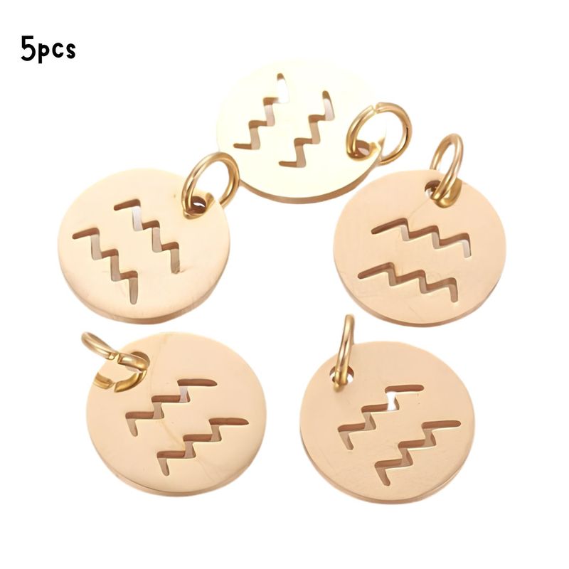 GP Aquarius Stainless Steel, 5pcs, 12x1mm, 5x0.8mm Jumprings, 2mm Hole, Zodiac Charms/Pendants, 0.18oz