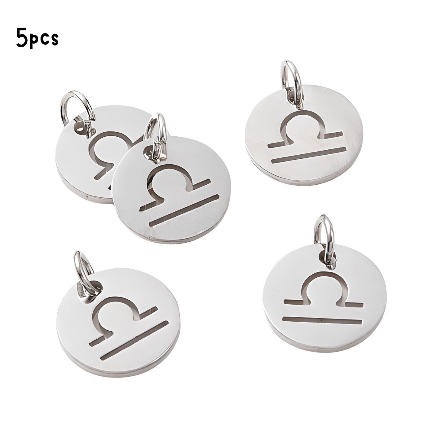 Libra Stainless Steel, 5pcs, 12x1mm, 5x0.8mm Jumprings, 2mm Hole, Zodiac Charms/Pendants, 0.18oz