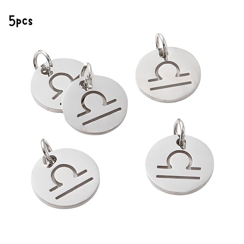 Libra Stainless Steel, 5pcs, 12x1mm, 5x0.8mm Jumprings, 2mm Hole, Zodiac Charms/Pendants, 0.18oz