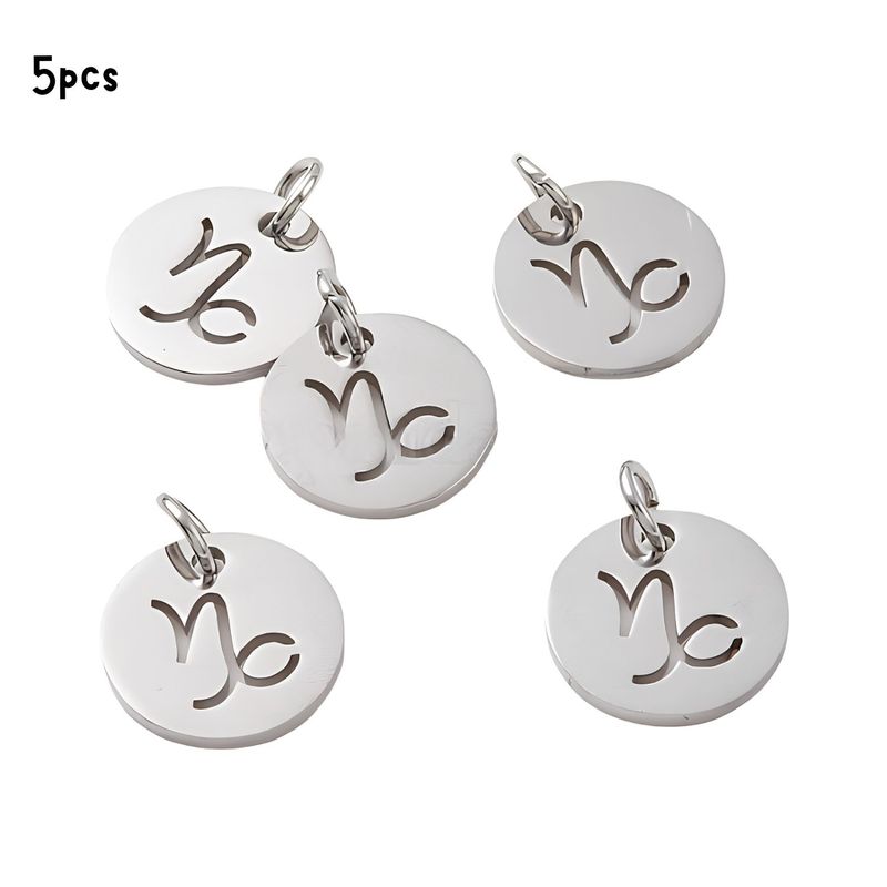 Capricorn Stainless Steel, 5pcs, 12x1mm, 5x0.8mm Jumprings, 2mm Hole, Zodiac Charms/Pendants, 0.18oz