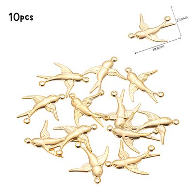 GP Stainless Steel Swallows, 10pcs, 20x17x0.5mm, Connectors, Links, 0.14oz