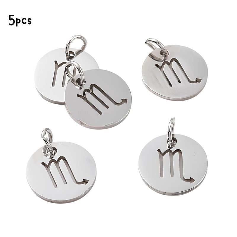 Scorpio Stainless Steel, 5pcs, 12x1mm, 5x0.8mm Jumprings, 2mm Hole, Zodiac Charms/Pendants, 0.18oz