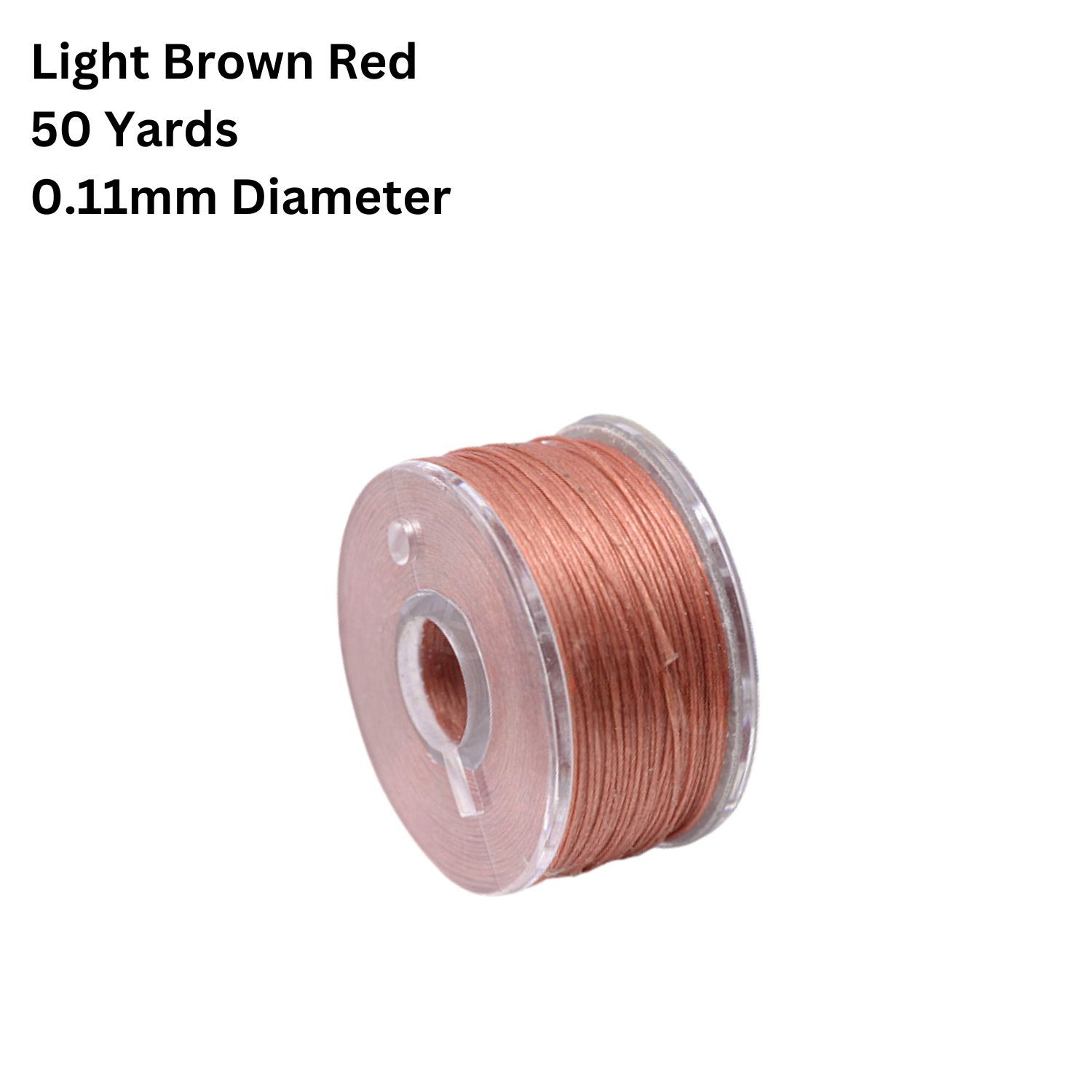 Nylon Beading Thread, Special Coated, Light Brown Red, 50 Yards Roll, 0.11mm Diameter, 17gms/0.6oz