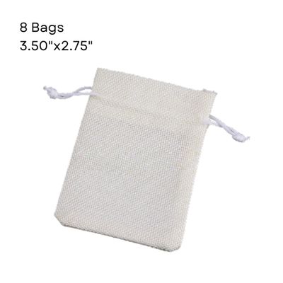3.50''x2.75'' Drawstring Pouches/Bags, 10pcs, White, Polyester, 2.79oz